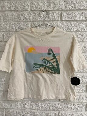 Tiny Whales Kids Secret Spot Cream Palm Sunset Graphic Tee